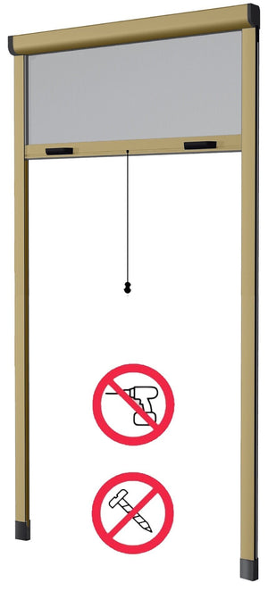 Zanzariera avvolgibile verticale cm 140 x 170 bronzo con fissaggio ad espansione