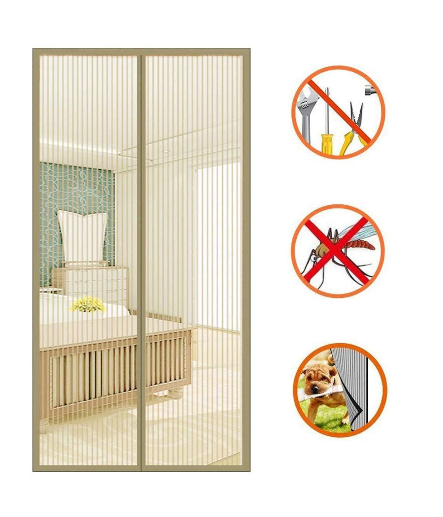 Zanzariera Magnetica 120 X 240 Cm Beige Universale 18 Magneti Tenda Per Porte         