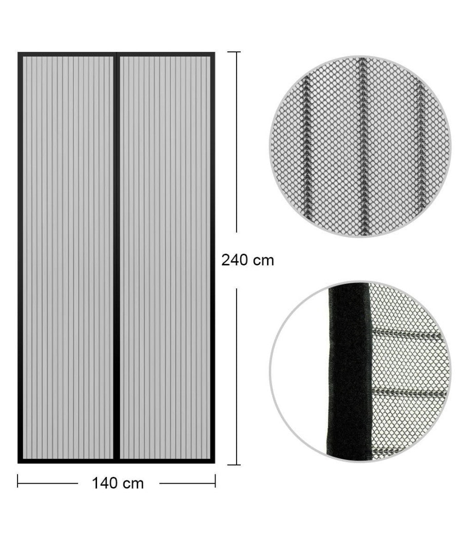 Zanzariera Magnetica Per Porte 140 X 240 Cm Universale Nera Tenda Zanzariera         
