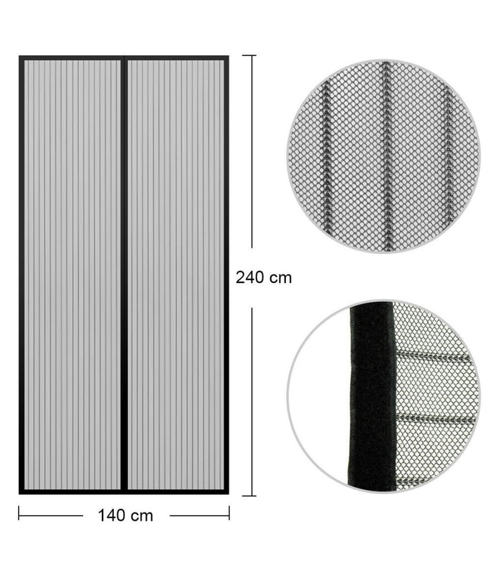 Zanzariera Magnetica Per Porte 140 X 240 Cm Universale Nera Tenda Zanzariera         
