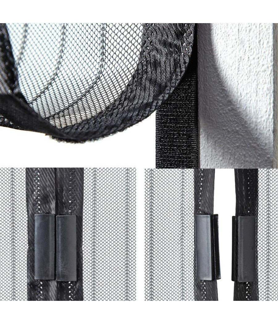 Zanzariera Magnetica Universale 120 X 220 Cm Magneti Tenda Colore Nero Bianco         