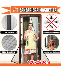 Zanzariera Magnetica Universale 120 X 220 Cm Magneti Tenda Colore Nero Bianco  Bianco       