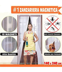 Zanzariera Magnetica Universale 140 X 240 Cm Bianca 18 Magneti Tenda Per Porta         