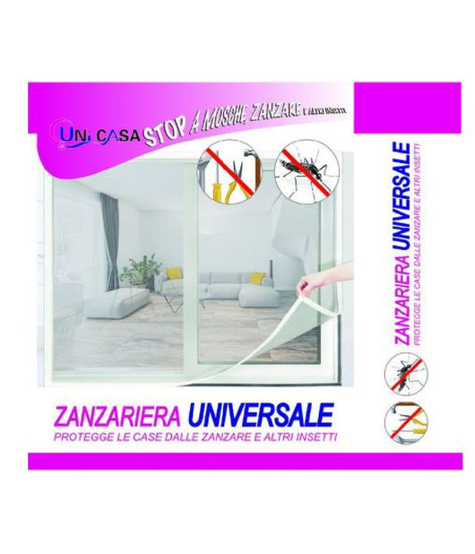 Zanzariera Universale Finestra Bianca Adesiva Con Nastro Velcro 150x220cm 10228         