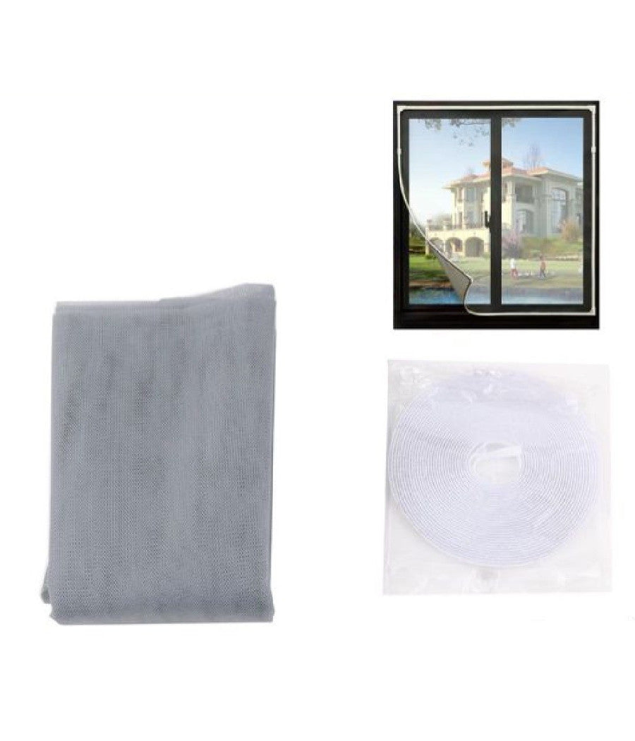 Zanzariera Universale Finestra Grigia Adesiva Con Nastro Velcro 150x220 Cm 12922         