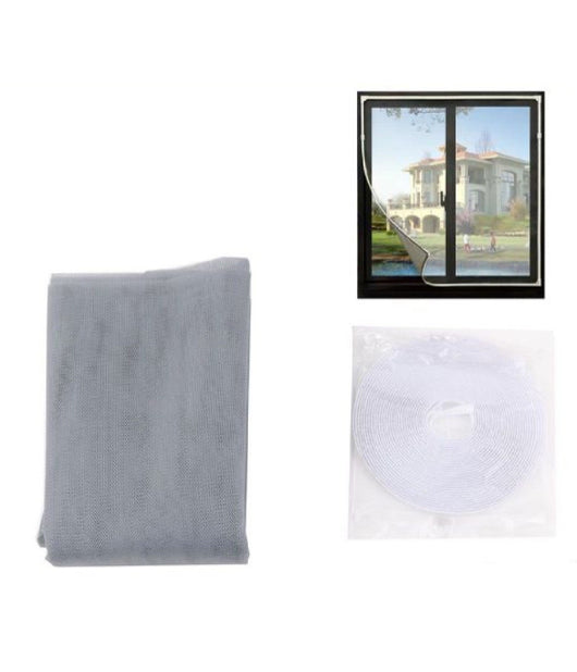 Zanzariera Universale Finestra Grigia Adesiva Con Nastro Velcro 150x220 Cm 12922         