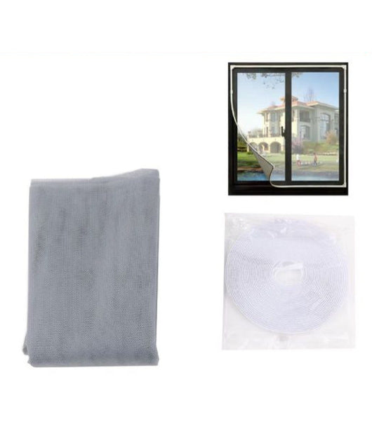 Zanzariera Universale Finestra Grigia Adesiva Con Velcro 150x250cm Insetti 12925         