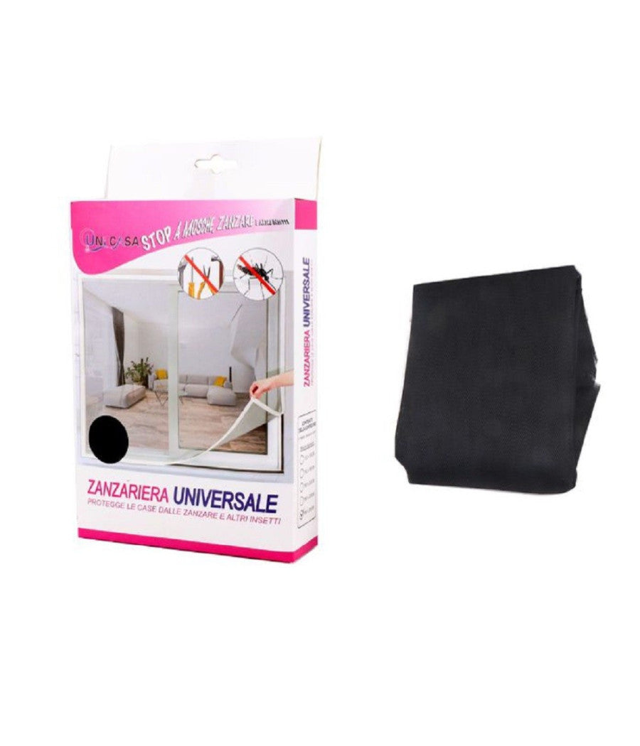 Zanzariera Universale Finestra Nera Adesiva Con Velcro 150 X 250cm Insetti 12924         