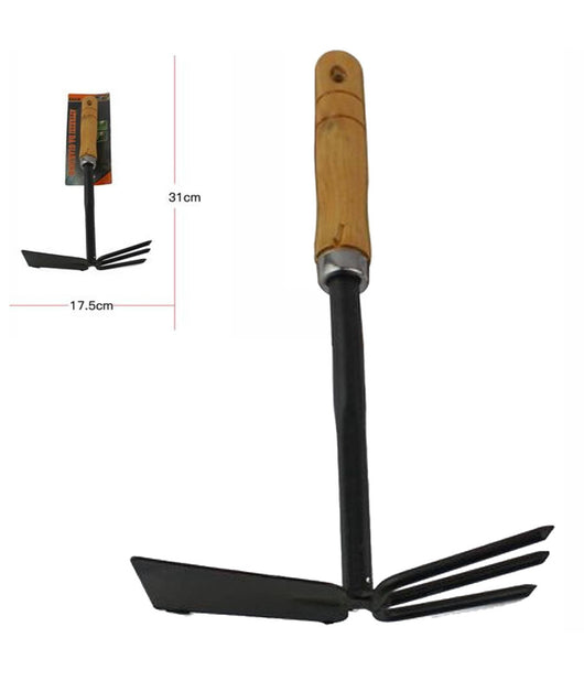 Zappa Doppia Attrezzo Giardinaggio In Metallo Da Giardino Con Manico In Legno         
