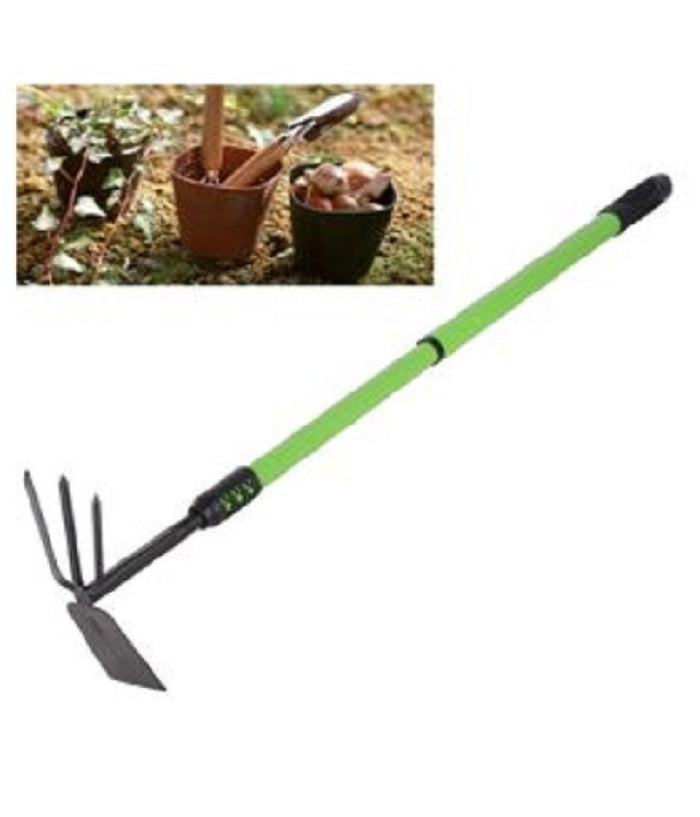 Trade Shop - Zappa Quadra Tridente Doppia Manico Allungabile Attrezzo Giardino 68-94cm 90070 -