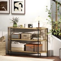Tavolo Consolle con Corda di Carta Intrecciata a Mano Struttura in Acciaio Stile Bohemio 124x43,5x80 cm Naturale