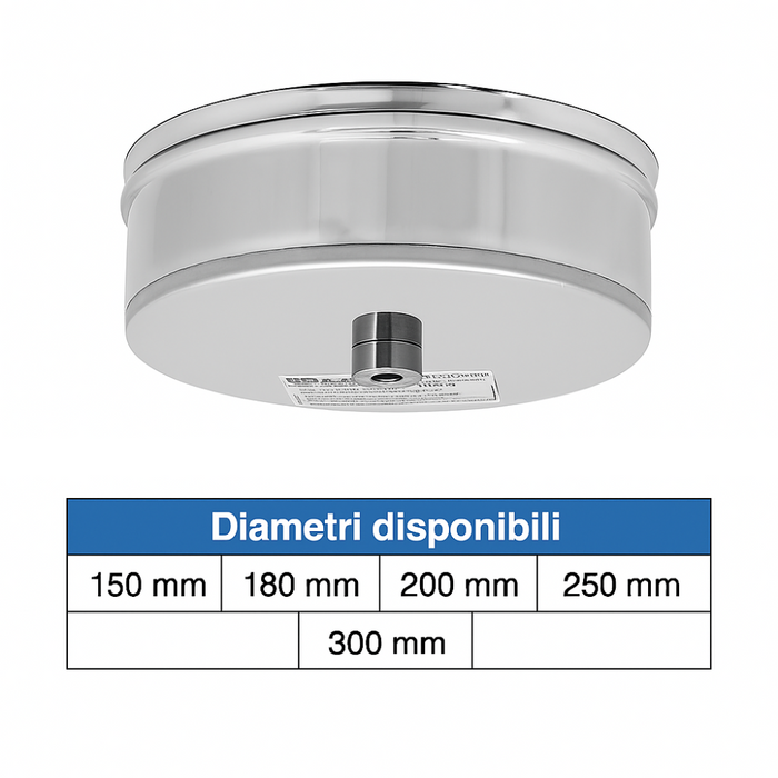Tappo raccolta condensa acciaio per ispezione canna fumaria manutenzione *** misura Ø 180 mm, confezione 1
