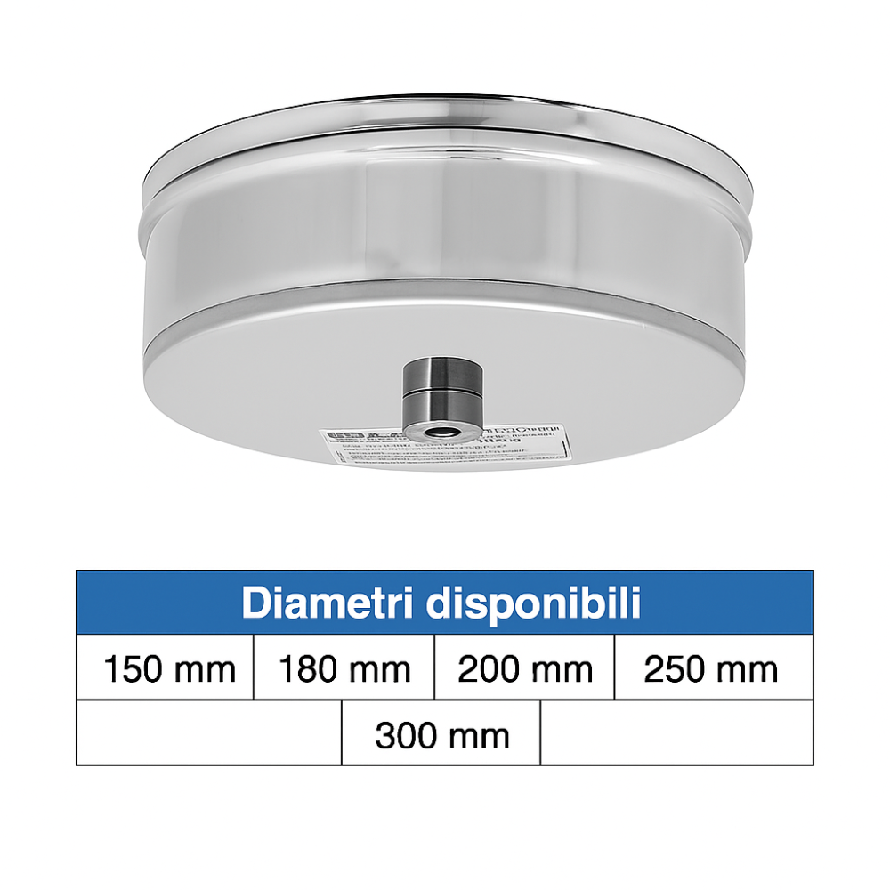 Tappo raccolta condensa acciaio per ispezione canna fumaria manutenzione *** misura Ø 250 mm, confezione 1