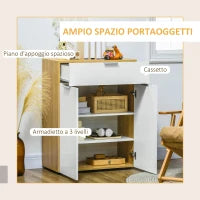 Mobile per Soggiorno con Armadietto e Cassetto, Ripiani regolabili su 3 livelli 70x35x92cm, Bianco