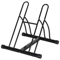 Rastrelliera da Terra per 2 Biciclette con Pneumatici fino 6.5 cm, Telaio Orientabile in Acciaio Nero, 60x54x57cm