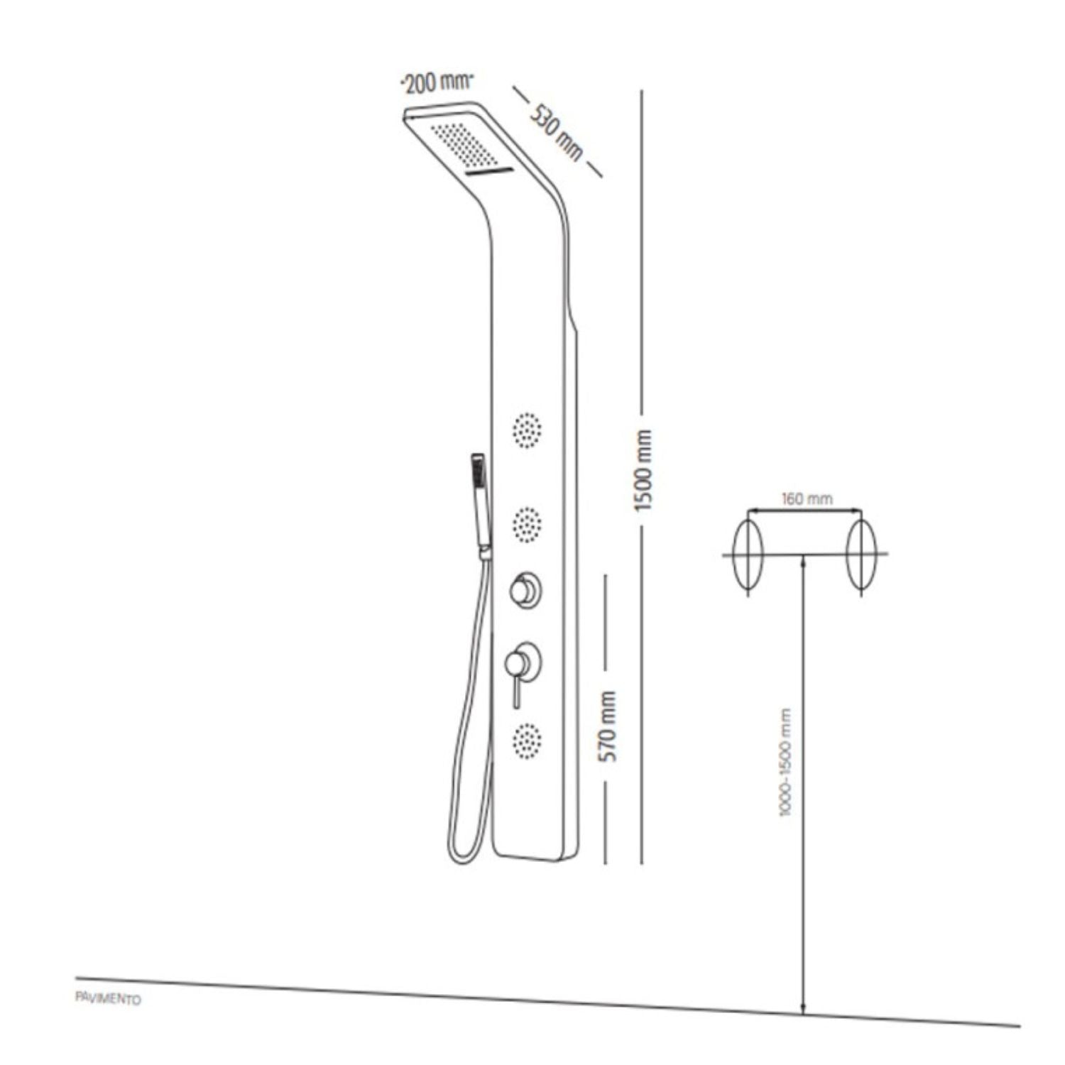 Colonna doccia 007 4 funzioni acciaio inox 3 bocchette idro lombari 20x53x150 cm *** finitura- cromo lucido, confezio...