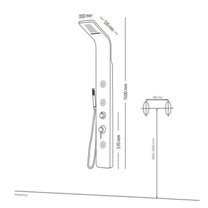 Colonna doccia 007 4 funzioni acciaio inox 3 bocchette idro lombari 20x53x150 cm *** finitura- cromo lucido, confezio...