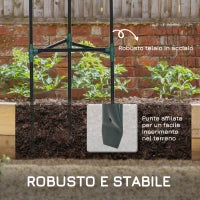 Sostegni Pomodori a 3 Livelli in Acciaio e PP per Piante, Frutti e Ortaggi Rampicanti, 38x38x182 cm, Verde
