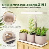 Lampade per Pianta da 42 Luci LED con 3 Vasi, Timer e Illuminazione Regolabile, 45x18.8x47.8 cm, Bianco