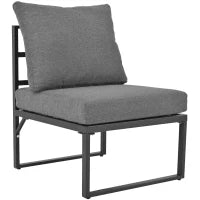 Set di mobili da giardino a 4 pezzi, divano 3 posti con tenda, 2 poltrone singole e tavolino da caffè, 176x178x145 cm, Grigio