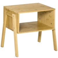 Comodino Multiuso Tavolino da Divano in Bambù, Design Aperto, 43x32.5x42cm