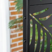 Paravento da Esterno in Acciaio con Motivi a Salice e 2 Piedini, 122x45x198 cm, Nero