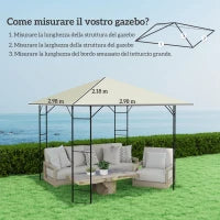 Copertura per Gazebo 3x3 m da Giardino con 8 Fori di Drenaggio, in Tessuto Oxford 600D, Bianco Crema