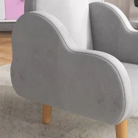 Poltrona per Bambini fino a 3 Anni con Braccioli a Nuvola in Tessuto, 46x51x55cm, Grigio