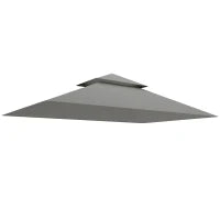 Copertura per Gazebo da Giardino per Barbecue 1.52x2.44 m a 2 Livelli in Poliestere Grigio Chiaro