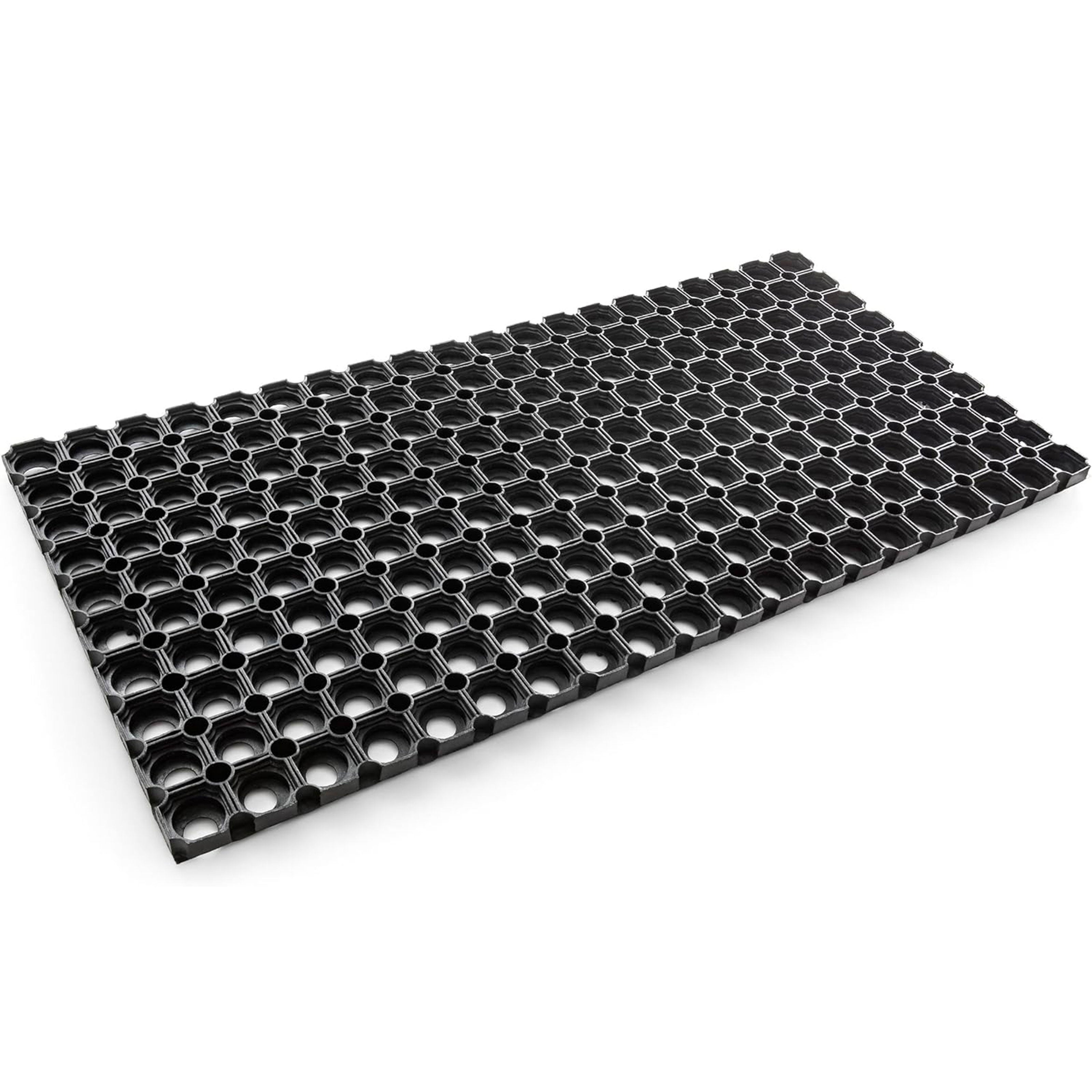 Zerbino Multiuso in Gomma - Antiscivolo, Resistente e Drenante 40X80cm Nero Forato sp.2,2cm