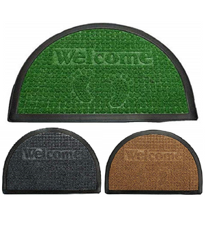 Zerbino Tappeto In Gomma Mezza Luna Scritta Welcome 60x40cm Antiscivolo Ingresso         