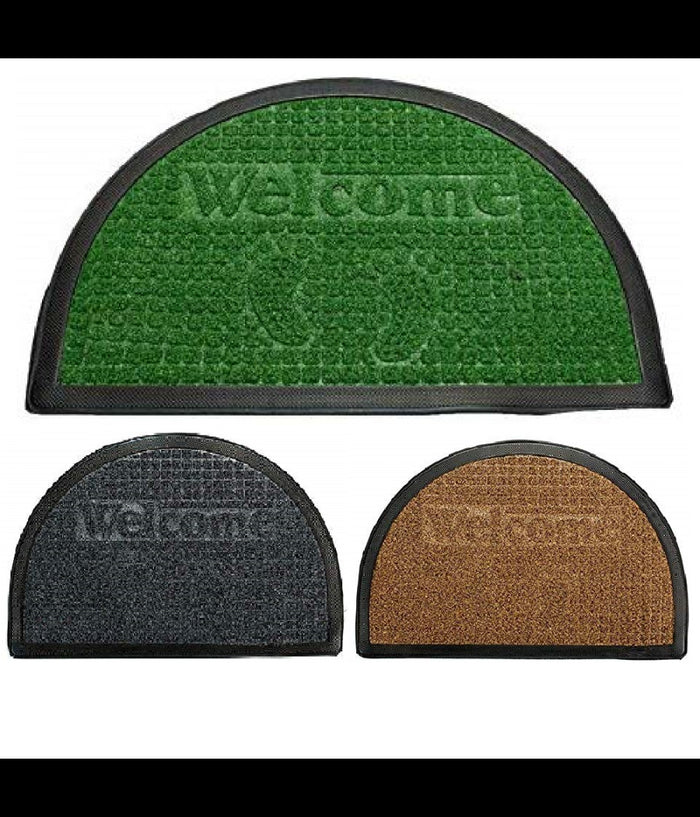 Zerbino Tappeto In Gomma Mezza Luna Scritta Welcome 60x40cm Antiscivolo Ingresso         