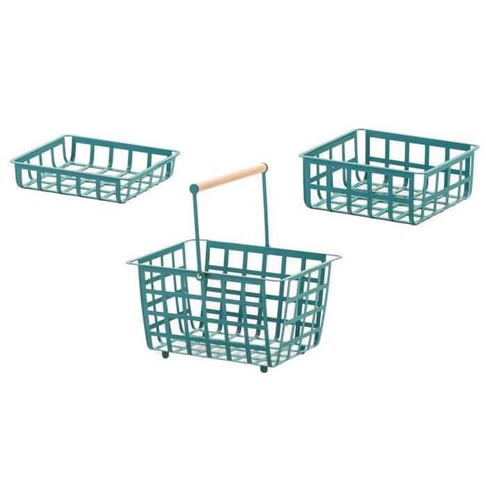 ZESTAS, set di 3 cesti: piccole, medie e semi grandi dimensioni, colore celeste
