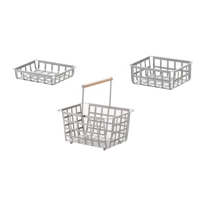 ZESTAS, set di 3 cesti: piccole, medie e semi grandi dimensioni, colore grigio