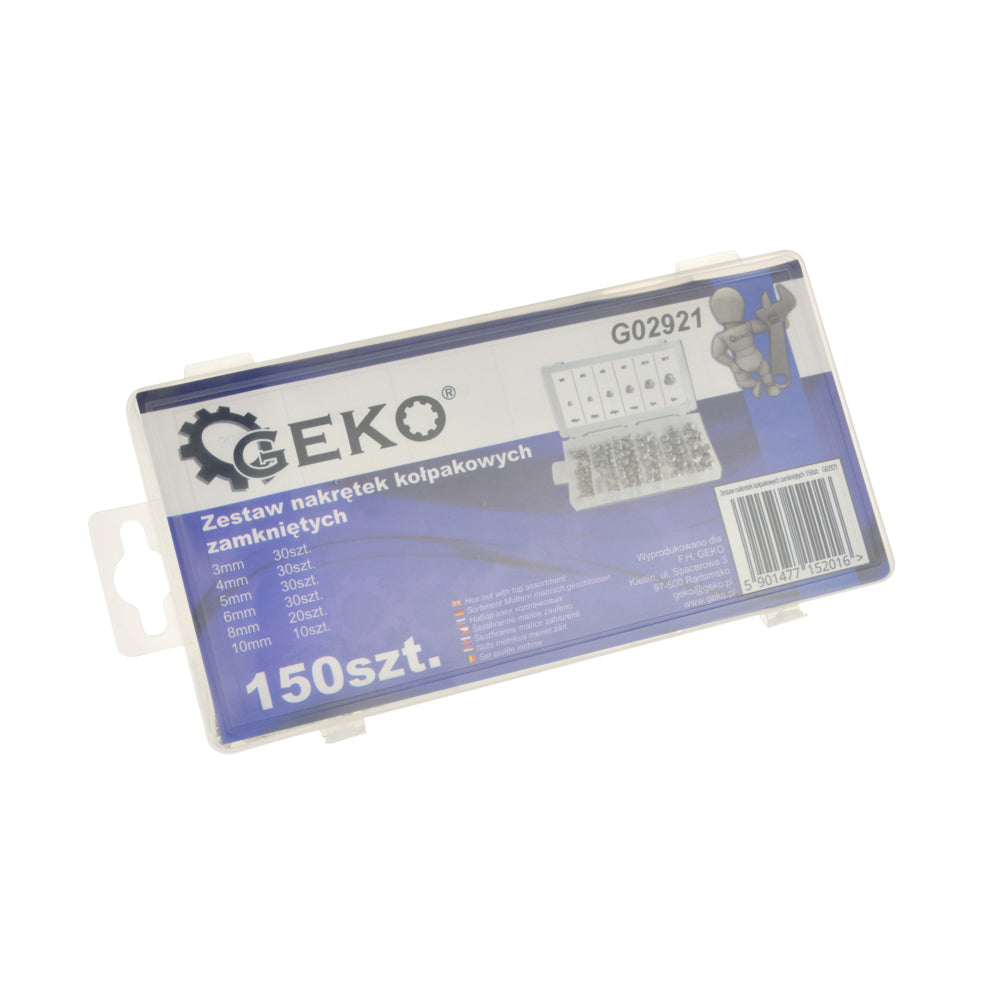 KIT SET ASSORTIMENTO DADI CIECHI A CAPPELLO CHIUSO DADO 150pz M3-10 GEKO G02921