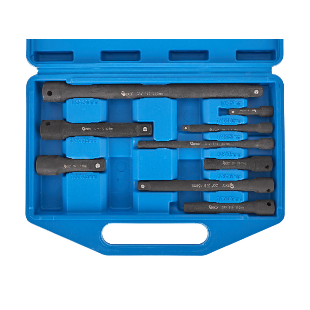 SET 9PZ PROLUNGHE BUSSOLE AD IMPATTO A PERCUSSIONE 1/4" - 3/8" - 1/2" CrV GEKO G10531