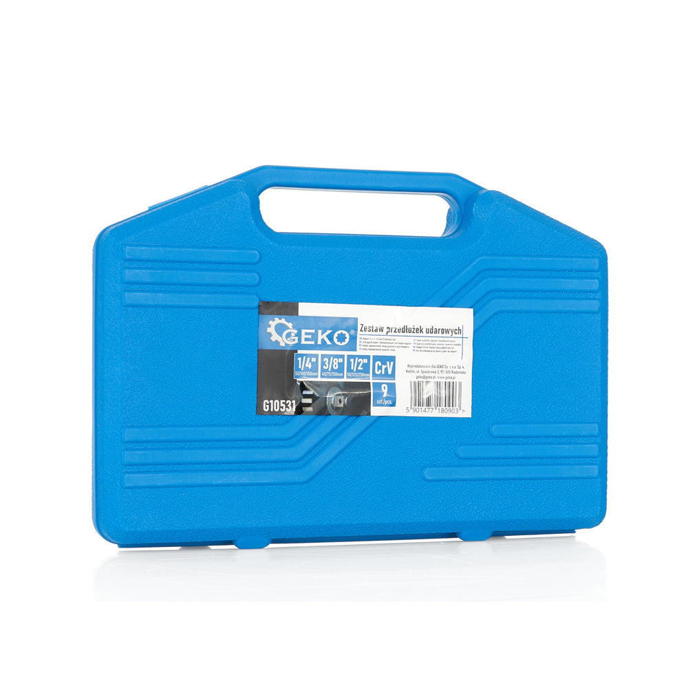 SET 9PZ PROLUNGHE BUSSOLE AD IMPATTO A PERCUSSIONE 1/4" - 3/8" - 1/2" CrV GEKO G10531