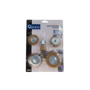 SET 5PZ SPAZZOLE METALLICHE IN FILO DI OTTONE ONDULATO CON GAMBO 6mm GEKO G00641