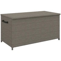 Baule da Esterno da 184L in Rattan PE con Ruote e Rivestimento Interno Impermeabile, 102x52x52 cm, Grigio