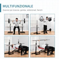 Set 2 Rack Porta Bilanciere in Acciaio, 2 Ganci con Altezza Regolabile, Capacità 150kg, 55x57x105-170cm, Nero