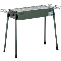 Barbecue a Carbonella con 2 Griglie e Cestini Laterali, 94x39x70cm, Verde Scuro