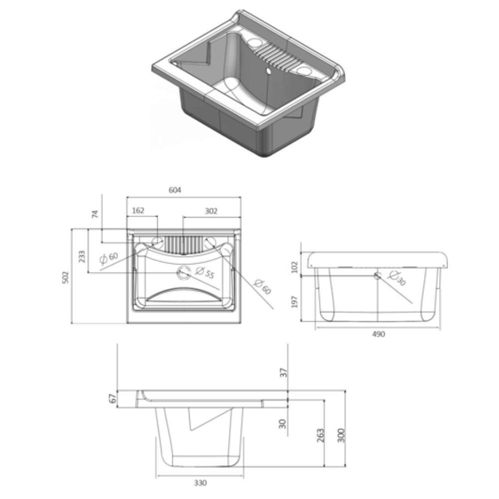 Lavatoio nobilitato vasca resina asse lavaggio 45x50x85 cm doppia anta 7002ak *** tinta bianco, confezione 1