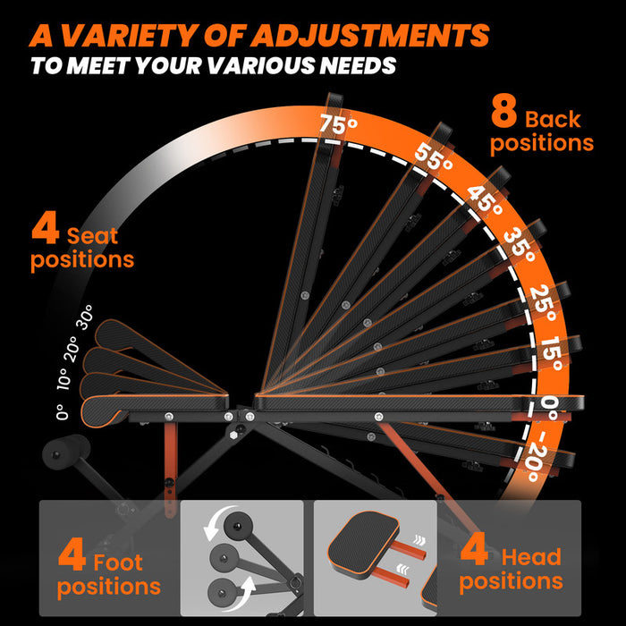 Panca pesi regolabile, pieghevole, RATTANTREE, allenamento completo del corpo, inclinata, declinata, sollevamento piano,pressa, per palestra domestica