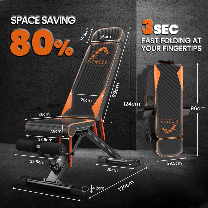 Panca pesi regolabile, pieghevole, RATTANTREE, allenamento completo del corpo, inclinata, declinata, sollevamento piano,pressa, per palestra domestica