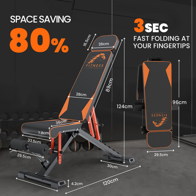 Panca pesi regolabile, pieghevole, RATTANTREE, allenamento completo del corpo, inclinata, declinata, sollevamento piano,pressa, per palestra domestica
