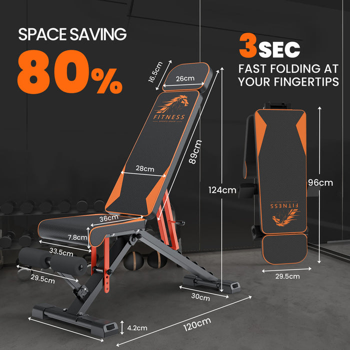 Panca pesi regolabile, pieghevole, RATTANTREE, allenamento completo del corpo, inclinata, declinata, sollevamento piano,pressa, per palestra domestica