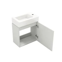 Mobile da bagno con lavabo e mobiletto sottolavabo sospeso, con spazio contenitore, 46x26x56 cm, Bianco
