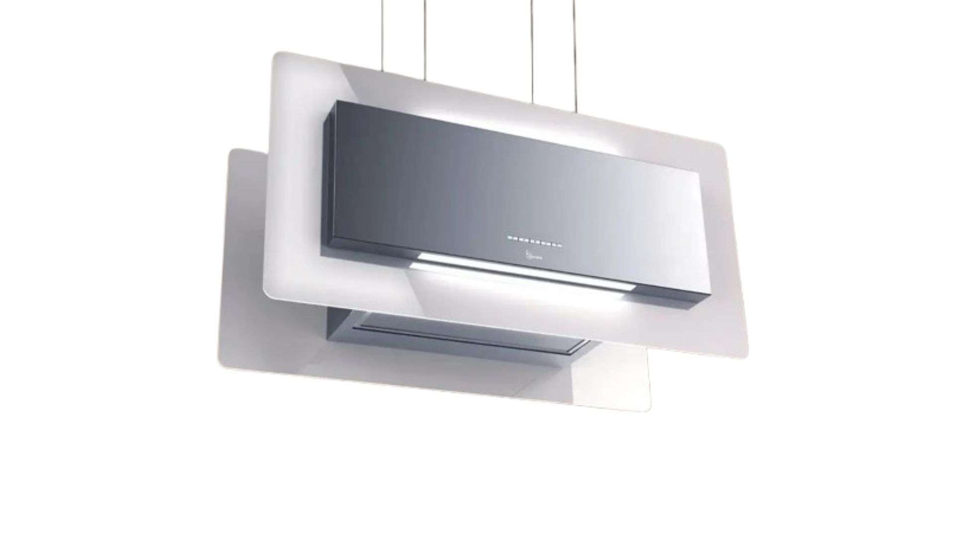 CAPPA TRISIA APPESA cm 90x43 - Inox, vetro Bianco - 800 m3/h