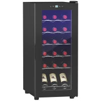Cantinetta Frigorifero per 18 Bottiglie di Vino con Display Digitale, Luce LED e Controllo Temperatura, Nero