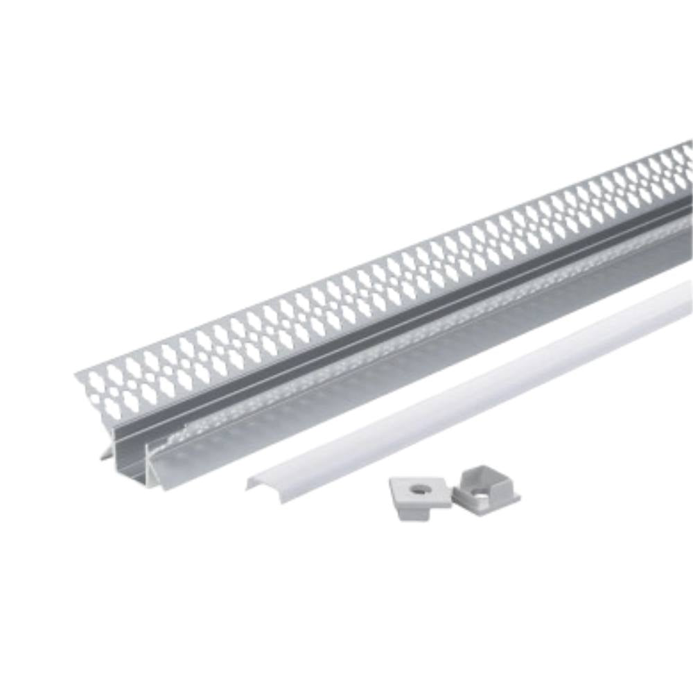 Profilo alluminio led 2 m grigio con copertura bianca per installazioni moderne